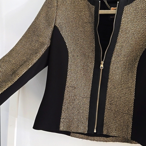 Ted Baker Womans Black & Gold Glitter Thread Fitted Jacket - Picture 4 of 9